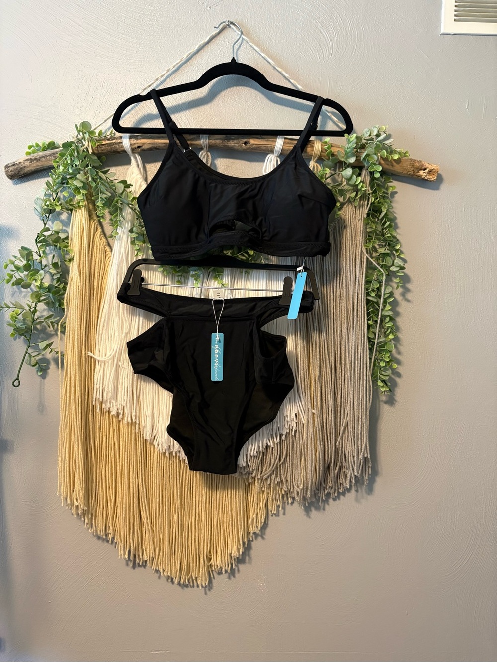 💫 2 for $40 💫 Popvil Black Bikini with Cut Outs - Black